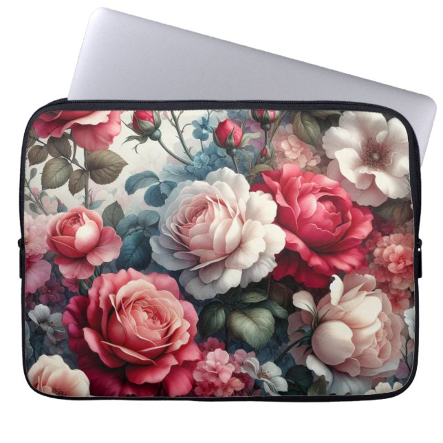 Capa Para Notebook Charme Floral Rosa Atemporal (Frente)
