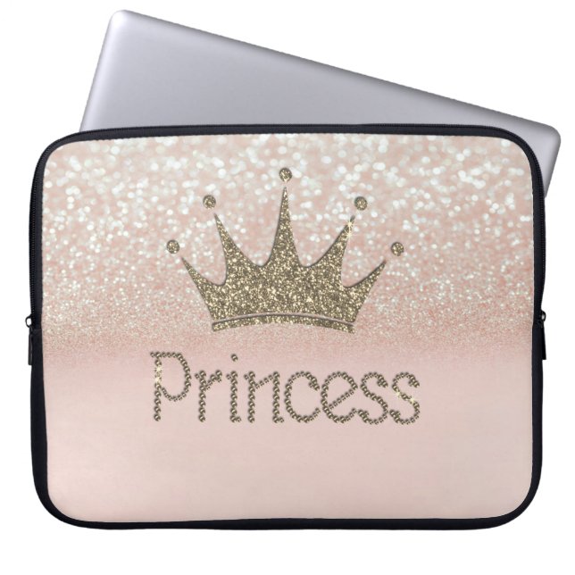 Capa Para Notebook Charming Chic Tiara Princess, Glitter Bokeh (Frente)
