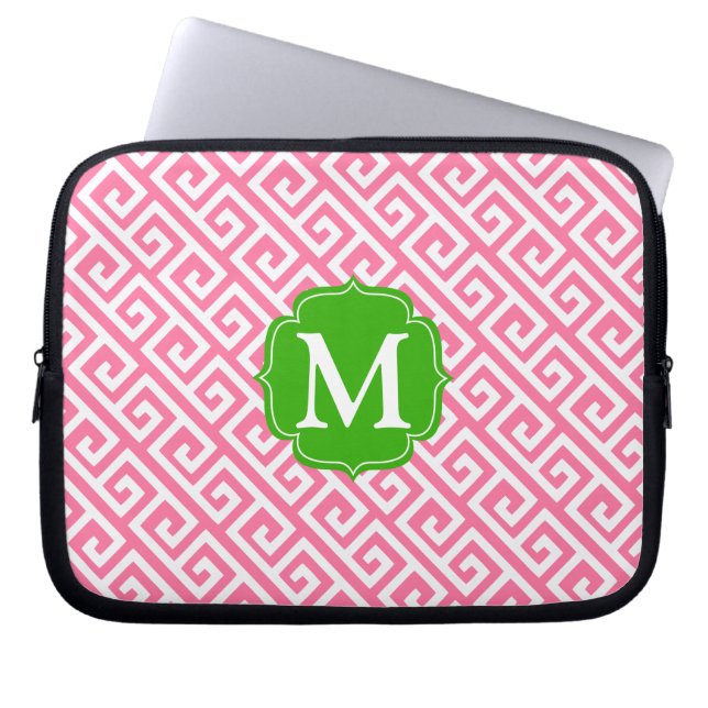 Capa Para Notebook Chave grega cor-de-rosa elegante personalizada (Frente)