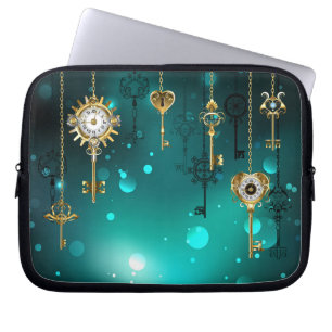 Capa Para Notebook Chaves de Esqueleto Anticas em Fundo Verde