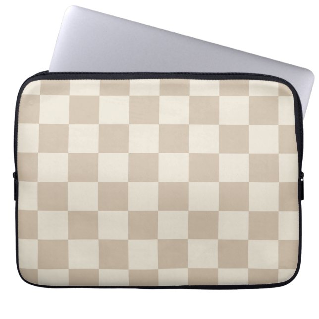 Capa Para Notebook Checkerboard castanho e bege (Frente)