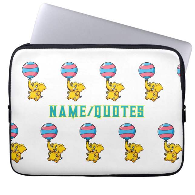 Capa Para Notebook Cheerful Baby Elephant Hot Air Balloon (Frente)