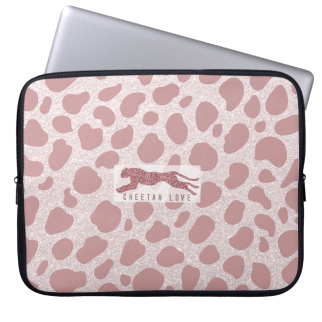 Capa Para Notebook Cheetah Love Pink Glitters simulados (Frente)