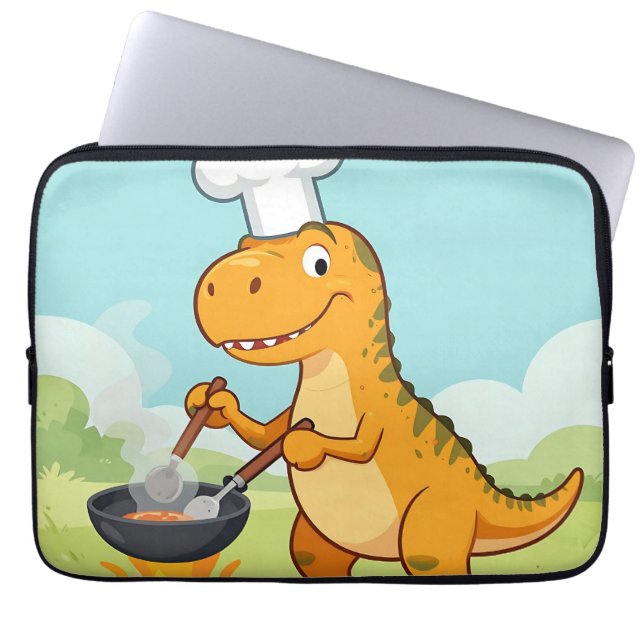 Capa Para Notebook Chef Dinossauro Cozinhando Divertido (Frente)