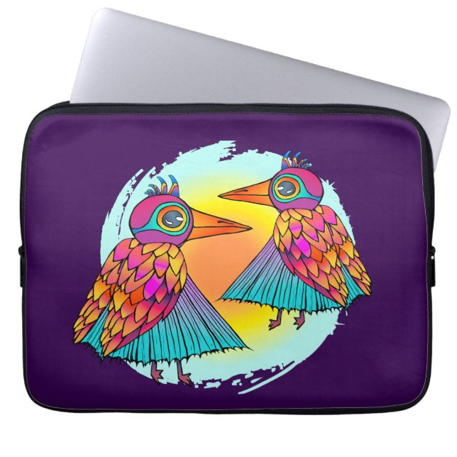 Capa Para Notebook Cheio de aves de cor (Frente)