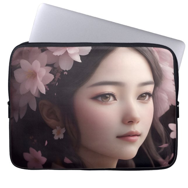 Capa Para Notebook Cherry Blossom Adorted Girl Eletrônicos Bag (Frente)