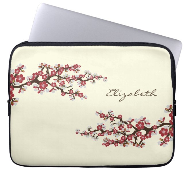 Capa Para Notebook Cherry Blossoms Sakura Bolsa de laptop (vermelha) (Frente)