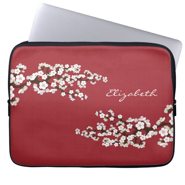 Capa Para Notebook Cherry Blossoms Sakura Bolsa de laptop (vermelha) (Frente)