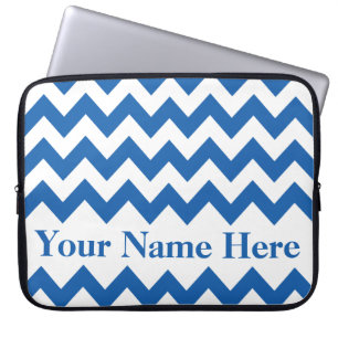 Capa Para Notebook Chevron Azul Negrito com texto personalizável