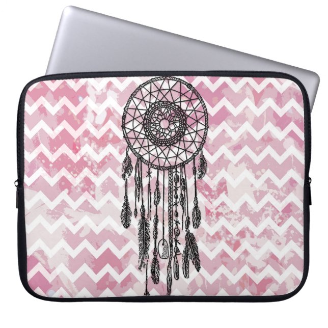 Capa Para Notebook Chevron cor-de-rosa Dreamcatcher (Frente)