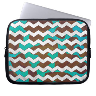 Capa Para Notebook Chevron Cow Brown e Teal Impressão