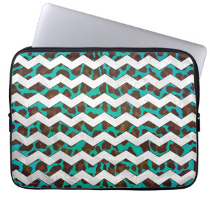 Capa Para Notebook Chevron Leopard Brown e Teal Impressão