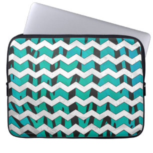 Capa Para Notebook Chevron Tiger Black and Teal Impressão