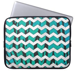 Capa Para Notebook Chevron Tiger Black and Teal Impressão
