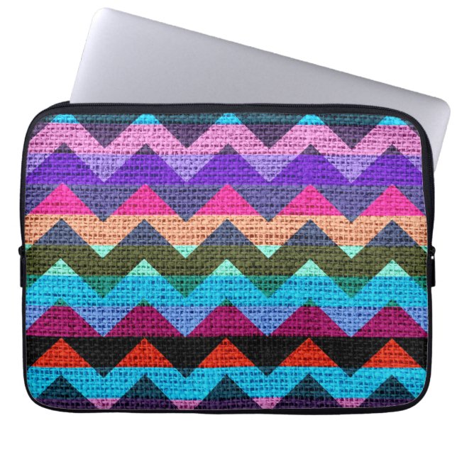 Capa Para Notebook Chevron Zigzag Burlap Jute #8 (Frente)