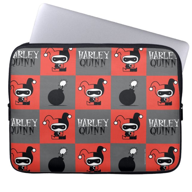 Capa Para Notebook Chibi Harley Quinn Checker Patterno (Frente)
