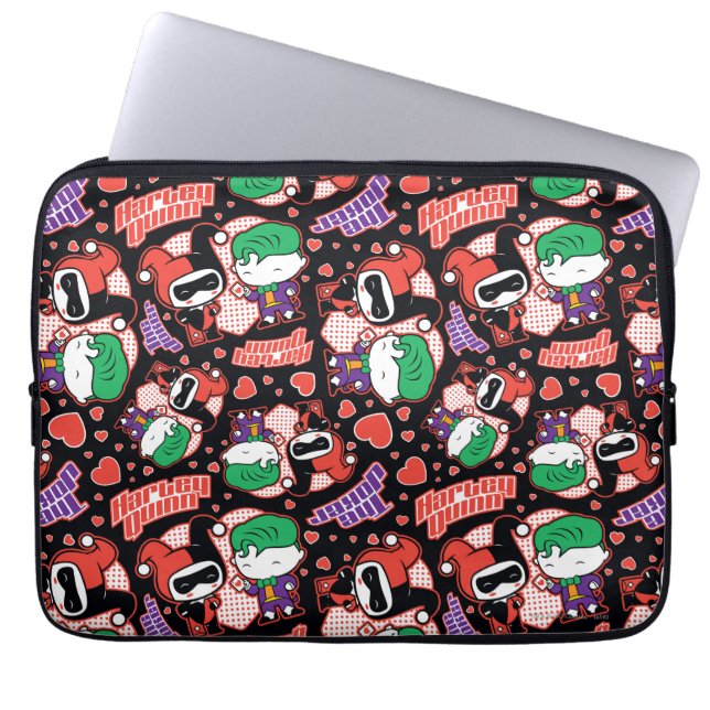 Capa Para Notebook Chibi Joker e Harley Heart Pattern (Frente)
