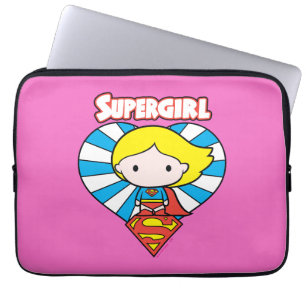 Capa Para Notebook Chibi Supergirl Starburst Heart and Logo