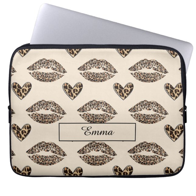 Capa Para Notebook Chic Beige & Black Cheetah Print (Frente)