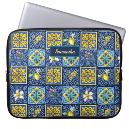 Capa Para Notebook Chic Blue Teal Siciliano Citrino Mediterrâneo