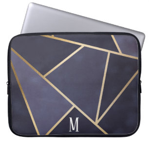 Capa Para Notebook Chic Girly Purple e Dourado Monograma de Abstrato