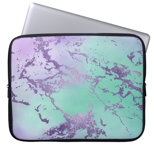 Capa Para Notebook Chic Marble | Lavanda violeta verde (Frente)