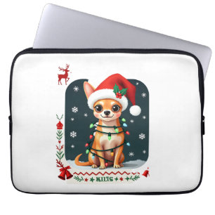 Capa Para Notebook Chihuahua Natal Papai Noel Suéter Feio Amante de C