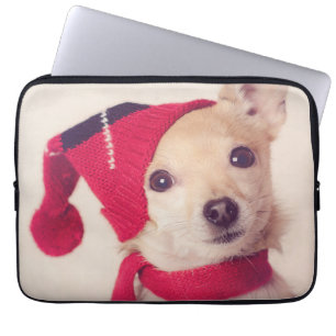 Capa Para Notebook Chihuahua no boné do inverno