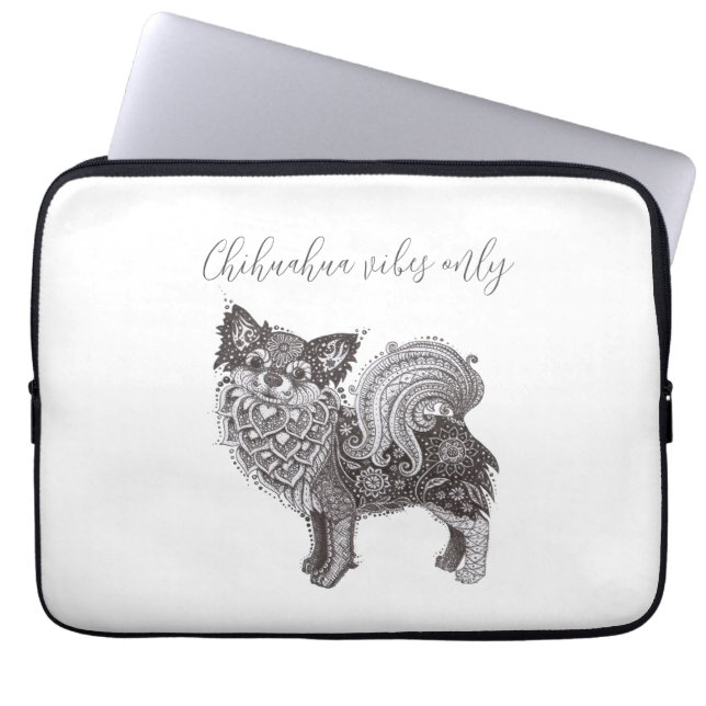 Capa Para Notebook Chihuahua Vibes Neoprene Laptop Sleeve 13 inch (Frente)