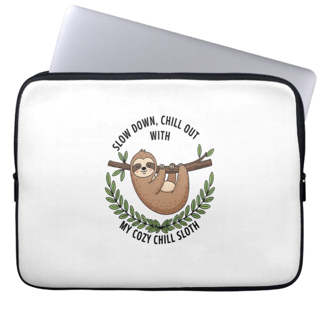 Capa Para Notebook Chill Sloth, USA Animal (Frente)