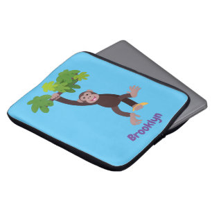 Capa Para Notebook Chimpanzé bonito na selva pendurada em desenho ani