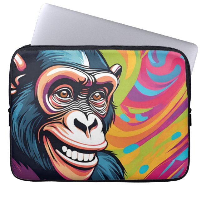 Capa Para Notebook Chimpanzé Engraçado e Louco (Frente)