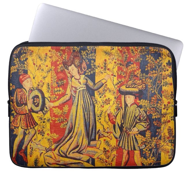 Capa Para Notebook Chinoiserie amarela azul-vermelha medieval italian (Frente)