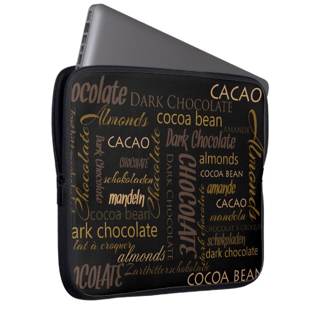 Capa Para Notebook Chocolate, amêndoas e design de texto escuro do (Frente Esquerda)