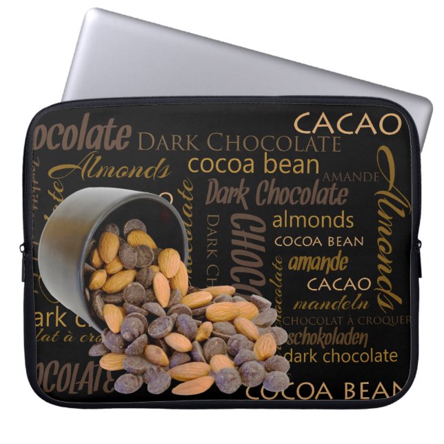 Capa Para Notebook Chocolate Bits e amêndoas Fecham Fotografia (Frente)