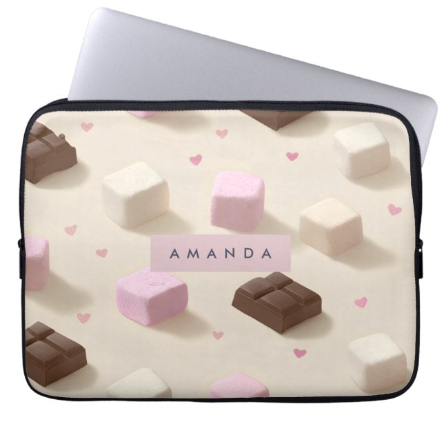 Capa Para Notebook Chocolate e marshmallow de pastel-branco personali (Frente)