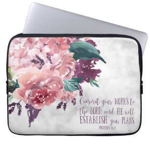 Capa Para Notebook Christian Girly Floral Marble Bíblia Verse