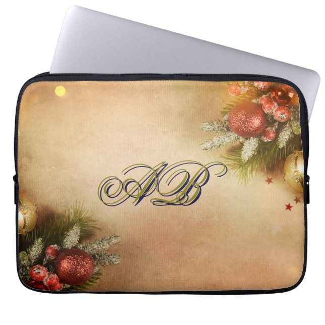 Capa Para Notebook Christmas Monogram Sleeve | Holiday Laptop Case (Frente)