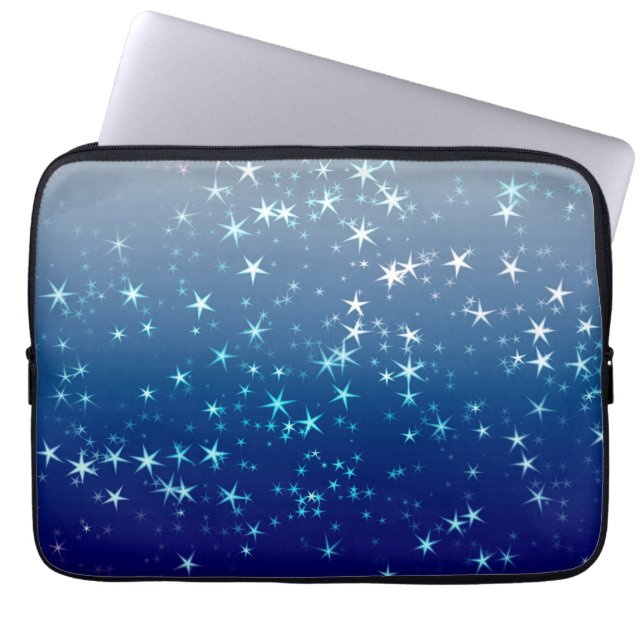 Capa Para Notebook Christmas Sparkles Stars Blue Sky (Frente)