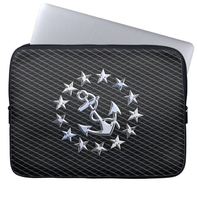 Capa Para Notebook Chrome Yacht Naval Flag no Automotive Grille Impre (Frente)