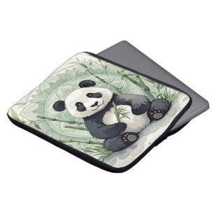 Capa Para Notebook Chubby panda sentada em lótus