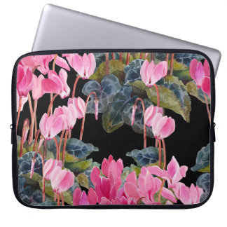 Capa Para Notebook Ciclame Rosa: Aquarela Floral Escura