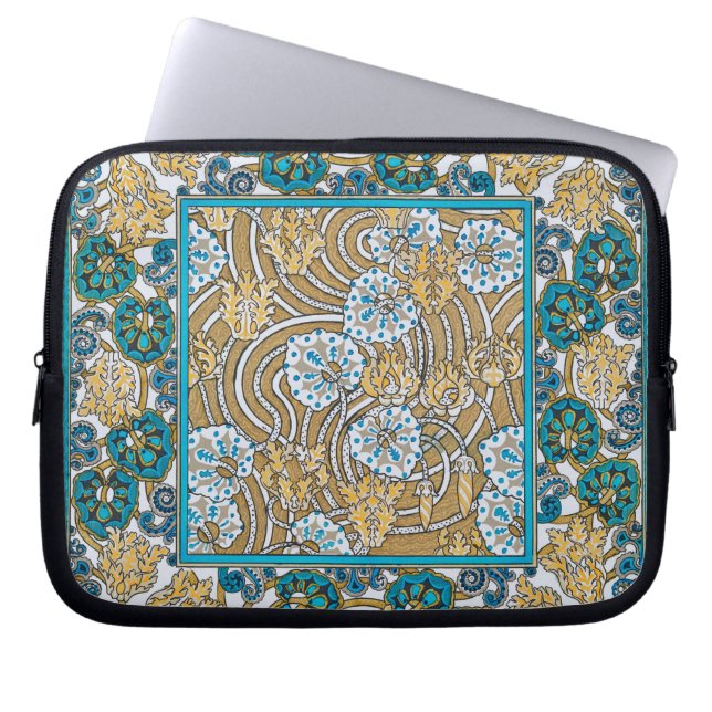 Capa Para Notebook ciclamen azul arte nova flor botânica (Frente)