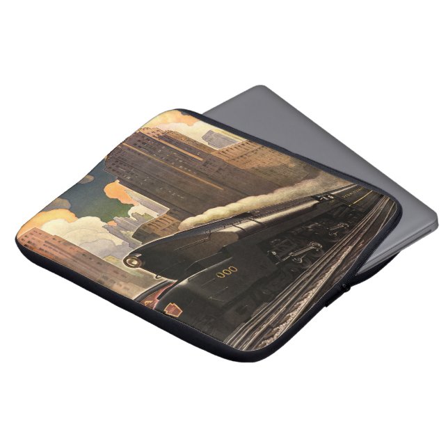 Capa Para Notebook Cidade Antiga, Trem T1 Duplex em Trilhos de Trem (Frente Topo)