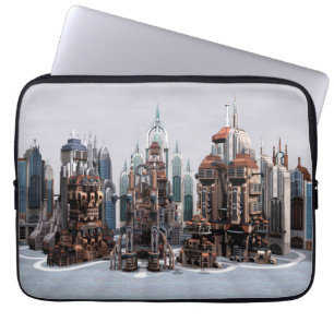 Capa Para Notebook Cidade de Fantasia Futurista Arte de Horizonte de 