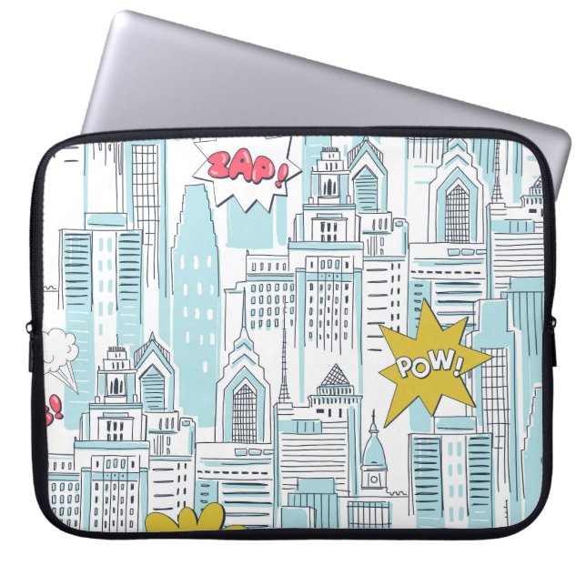 Capa Para Notebook Cidade dos quadrinhos: padrão vintage (Frente)