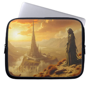 Capa Para Notebook Cidade Dourada Arte Futurista de Ficção Científica