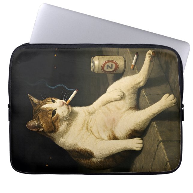 Capa Para Notebook Cigarette Kitten Funny Smoking Cat Gen Z Meme (Frente)