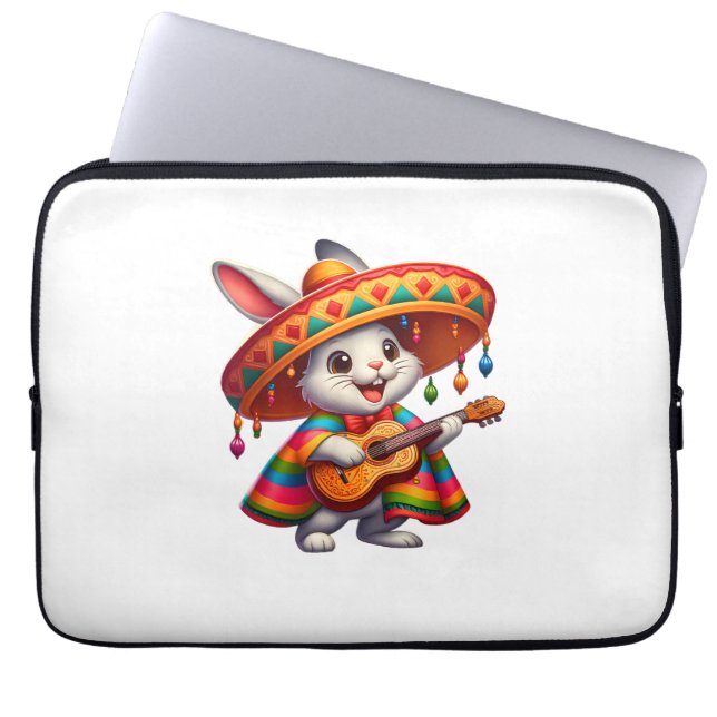 Capa Para Notebook Cinco de Mayo Coelho Vestindo Sóbrero Mexicano (Frente)