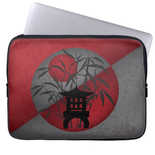 Capa Para Notebook Cinza bambu lua vermelha mini pagoda